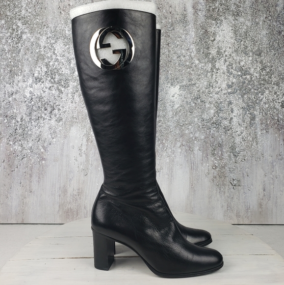 Gucci Shoes - 450egu GUCCI boots by Tom Ford vintage tall leather heel boots with logo